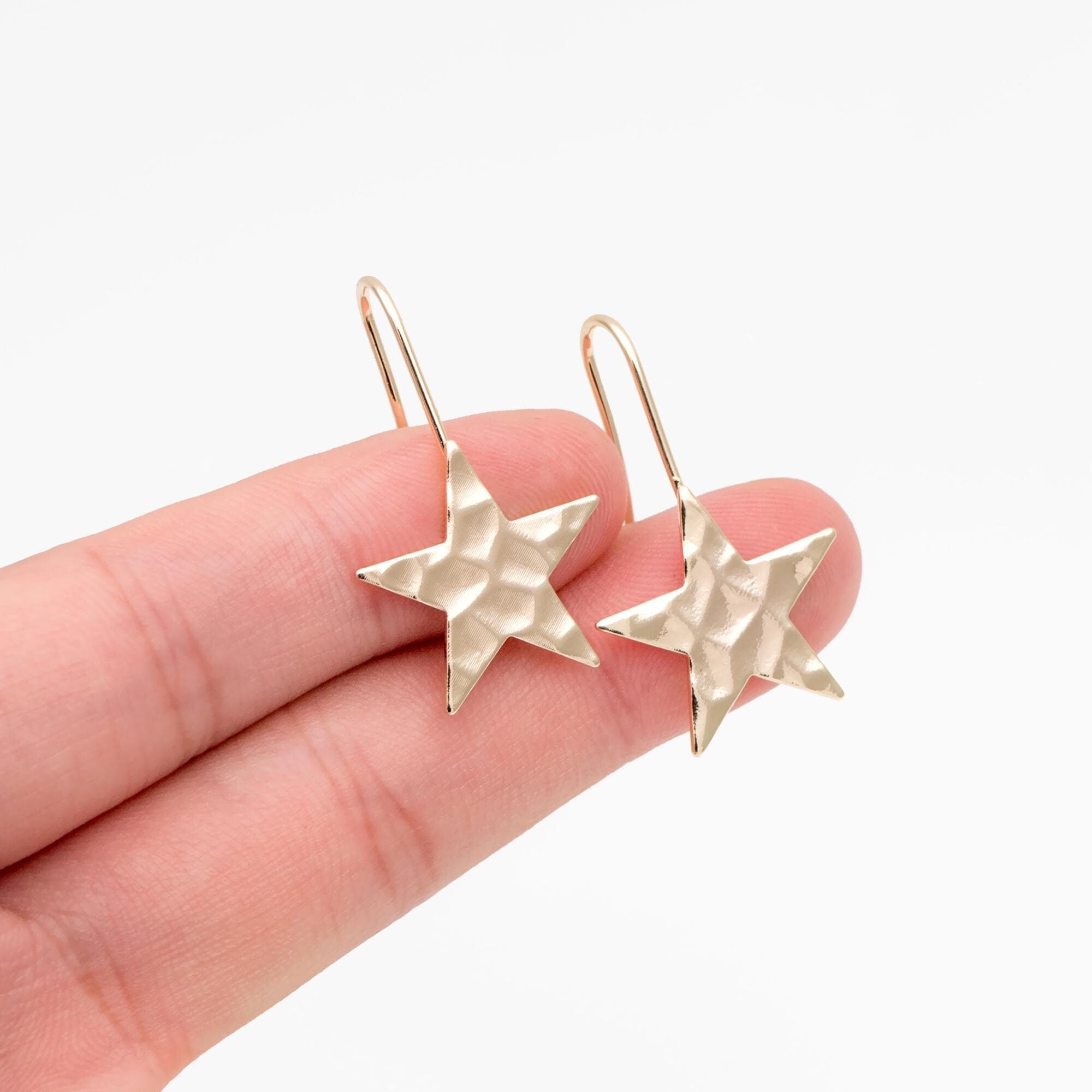 10pcs Gold plated Brass Star Ear Hook with loop, 30x19mm, Simple Earwires Earring Post Components (GB-426)